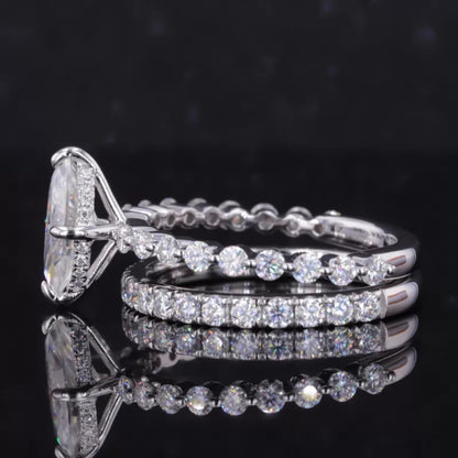 Marquise Solitaire Ring with Stackable Half-Round Eternity Band