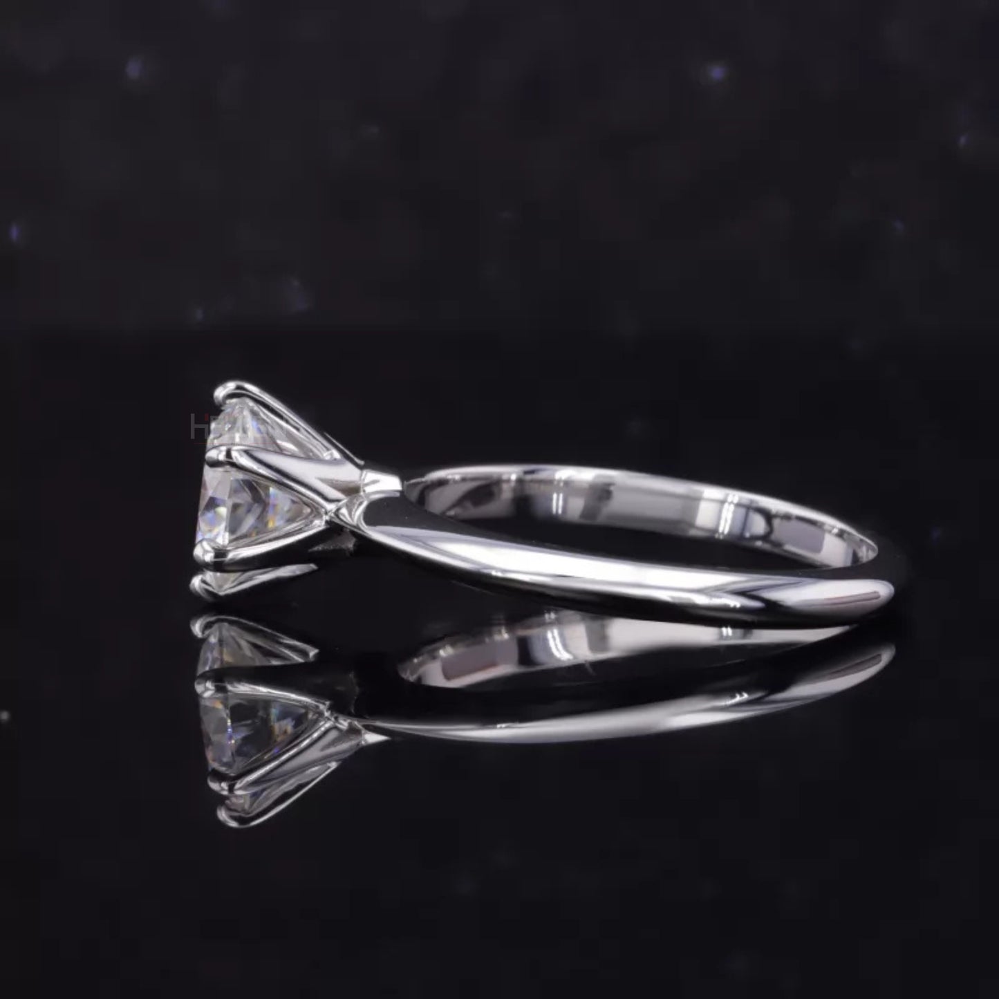 Round Cut Solitaire Moissanite Crown Setting Engagement Ring