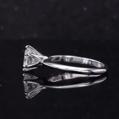 Round Cut Solitaire Moissanite Crown Setting Engagement Ring