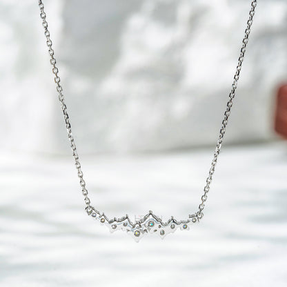 Uneven Round Moissanite Layered Necklace with Anker Chain