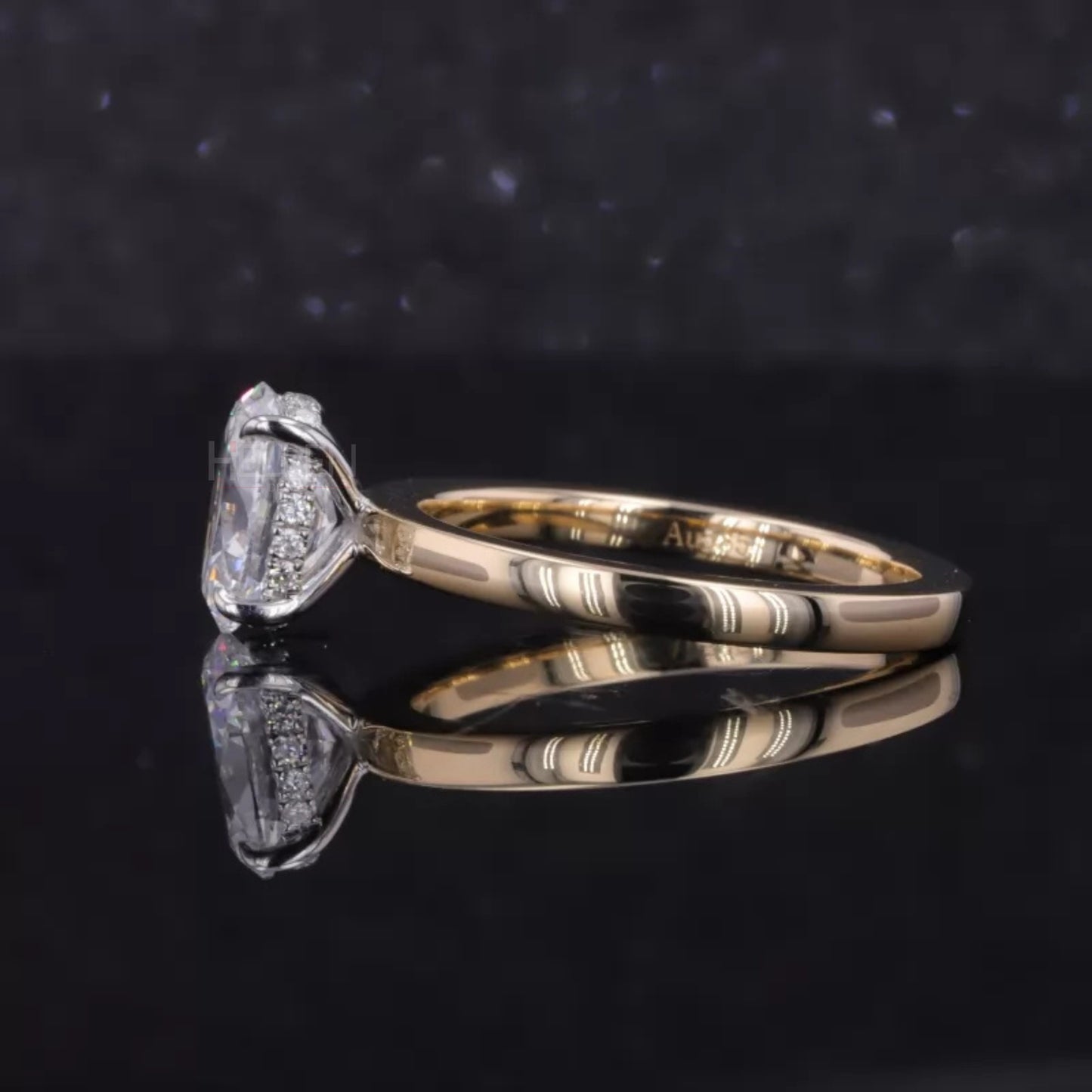 Oval Solitaire Moissanite Engagement Ring in Sterling 925 Silver