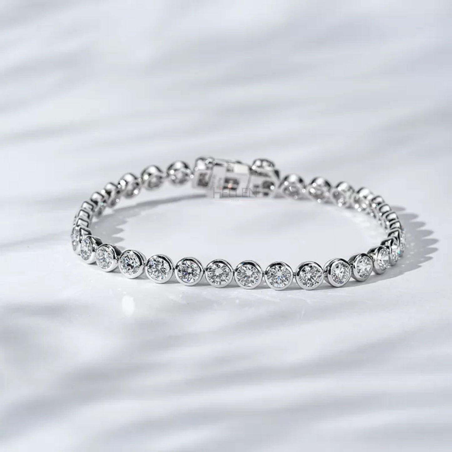 Round Cut Moissanite Bezel setting Must Have Tennis Bracelet