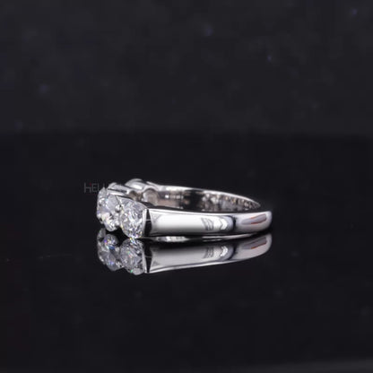 Brilliant Round Cut Five Stone Moissanite Wedding Band