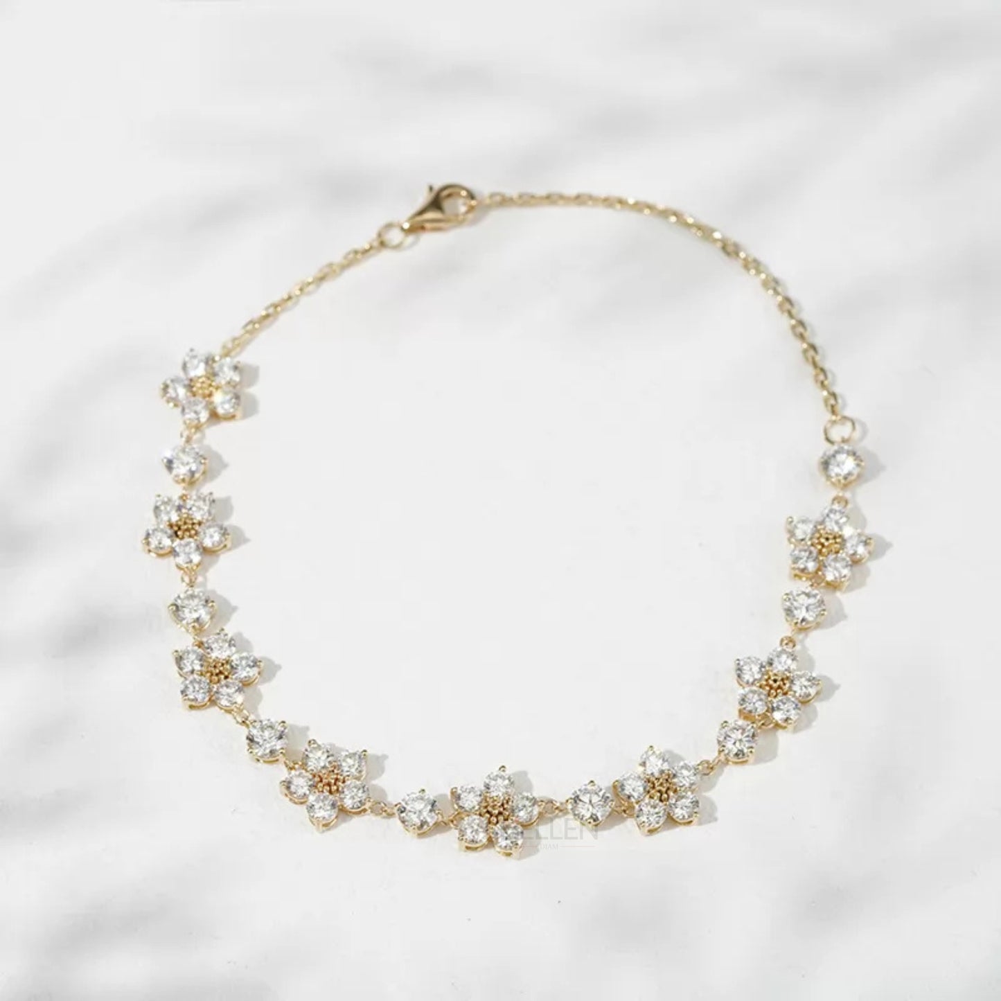 Round Cut Moissanite Floral Concept Loose Bracelet For Everyday