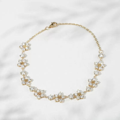 Round Cut Moissanite Floral Concept Loose Bracelet For Everyday