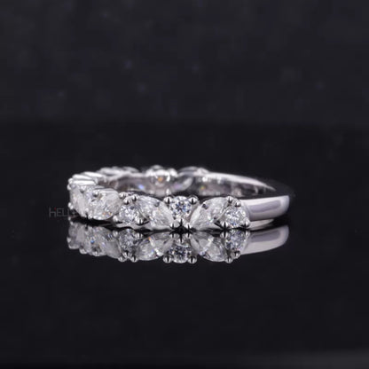 Marquise and Round Cut Moissanite Wedding Ring