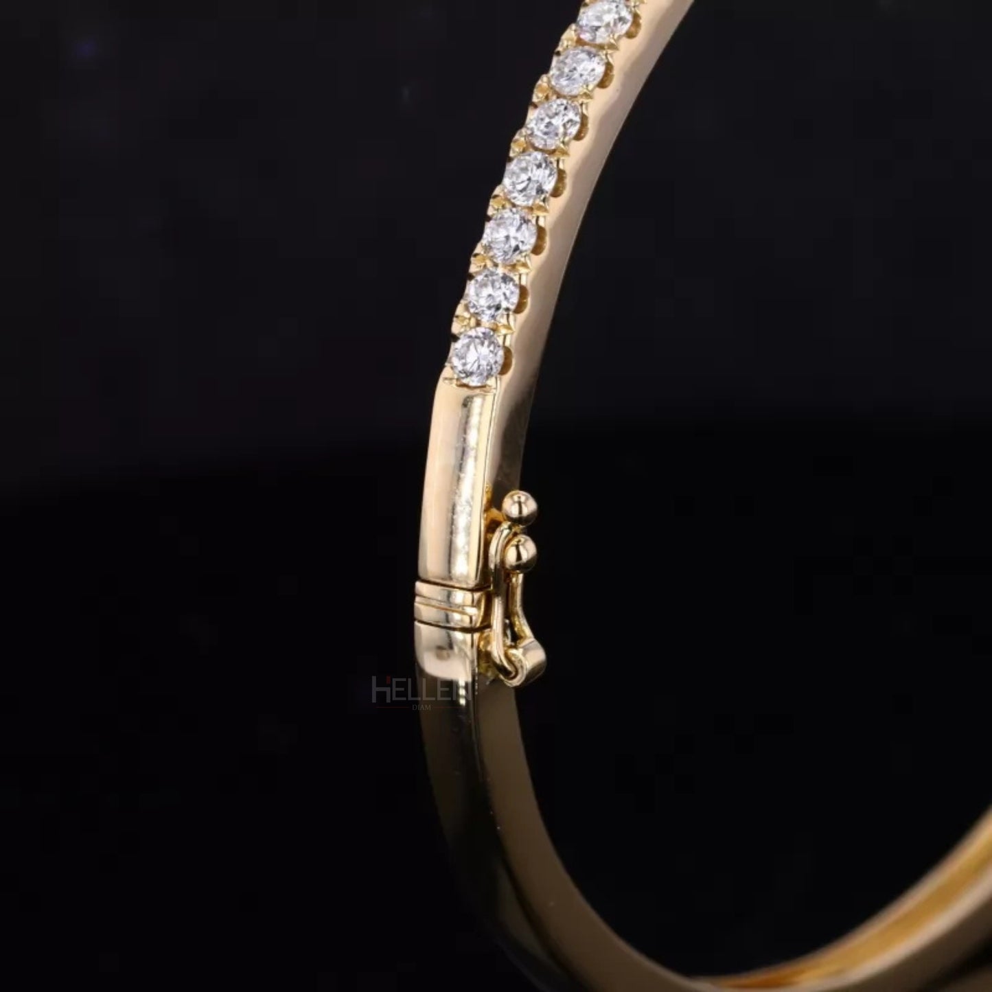 Half Round Cut Moissanite Bangel Bracelet - 925 Sterling