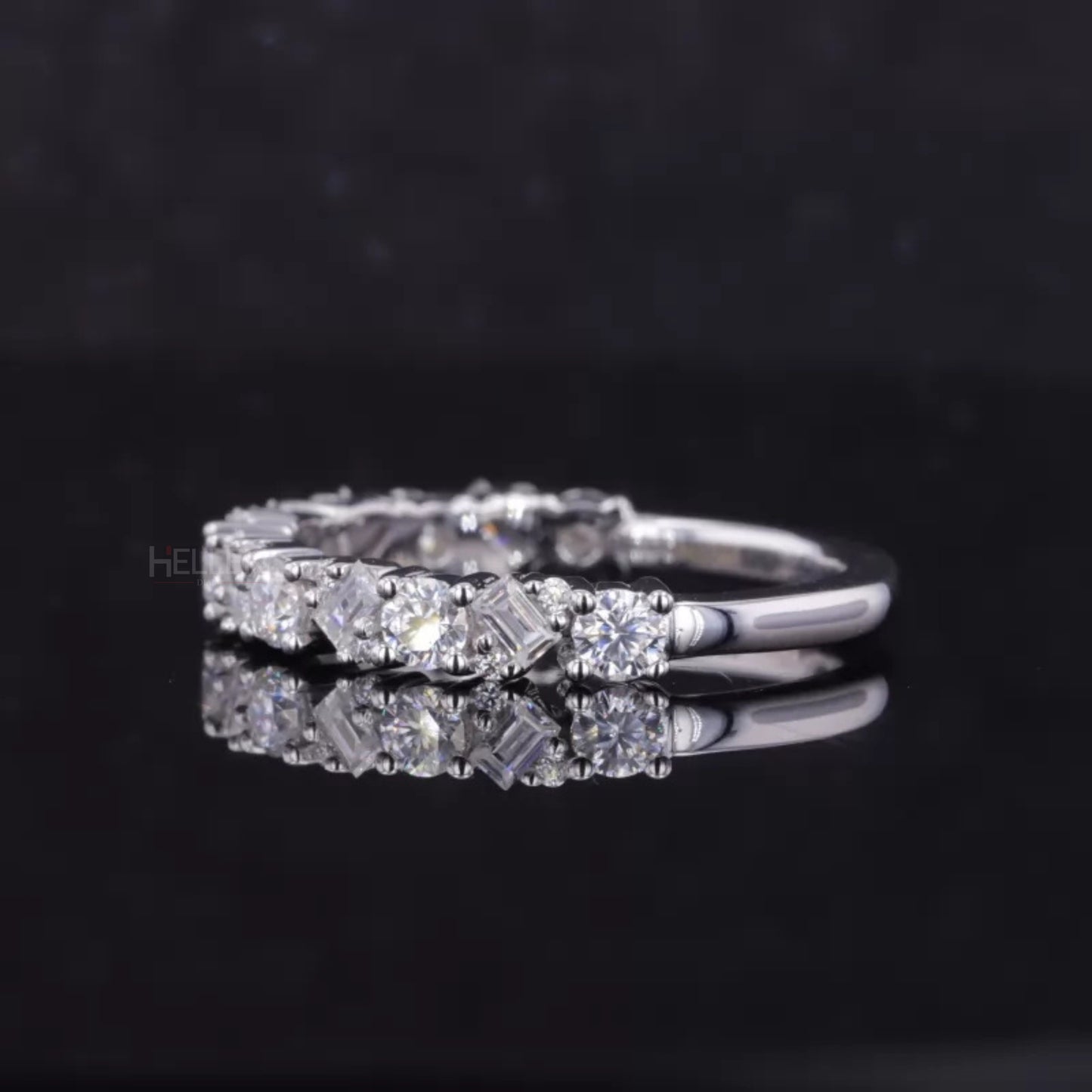Baguette and Round Cut Moissanite Anniversary Ring