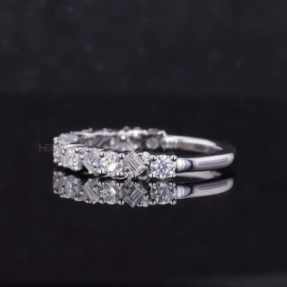 Baguette and Round Cut Moissanite Anniversary Ring