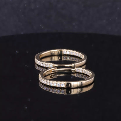 Pave Set Moissanite Huggies Hoop Earrings - Sterling Silver Luxury