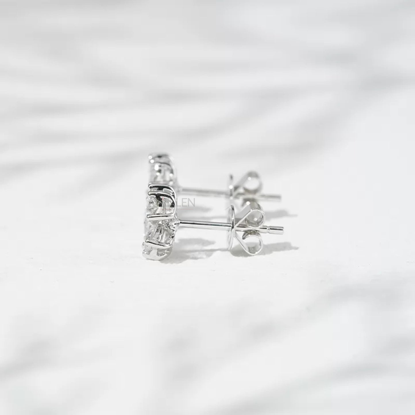 Sterling 925 Heart Cut Moissanite Elegant Floral Design Studs
