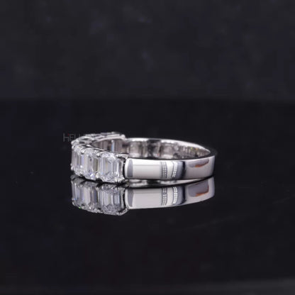 Emerald Cut  Moissanite Sterling 925 Anniversary Band