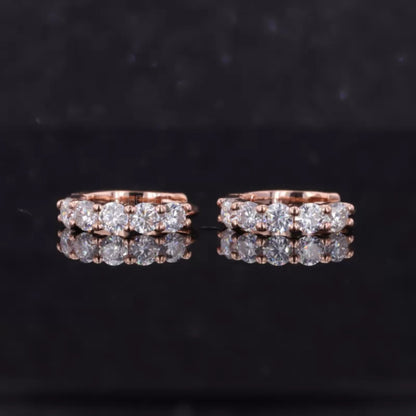 Moissanite Hoop Earrings - Elegant Sterling Silver Huggie Hoops