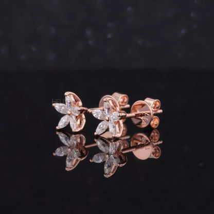 Leaf Look Marquis Cut VVS Moissanite Studs  For Everyday