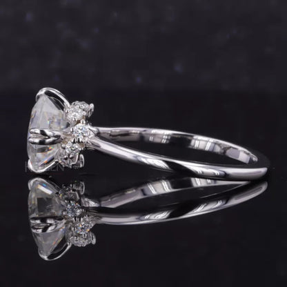 Asscher Cut Moissanite Solitaire Ring with Hidden Halo