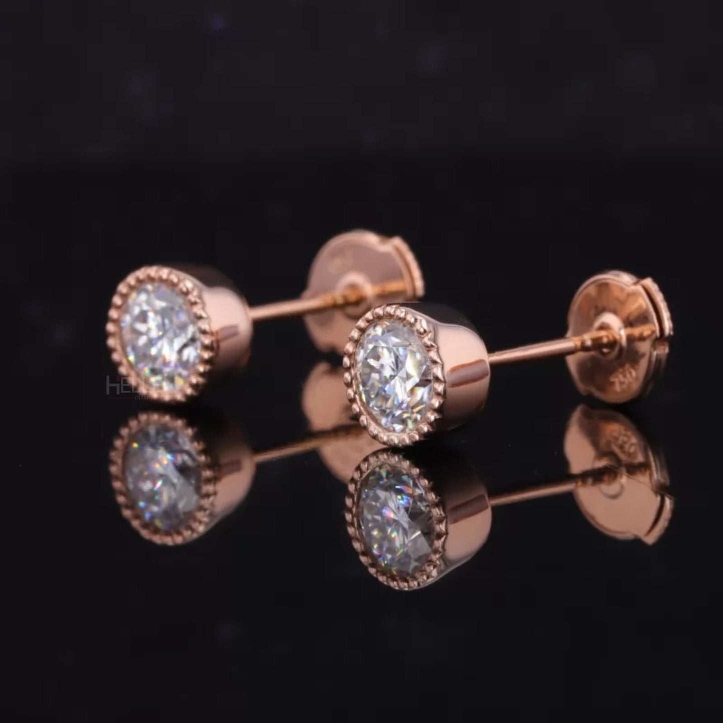 Bezel Setting Miligrain Round Studs