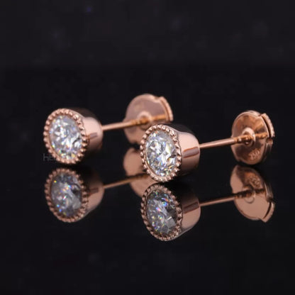 Bezel Setting Miligrain Round Studs