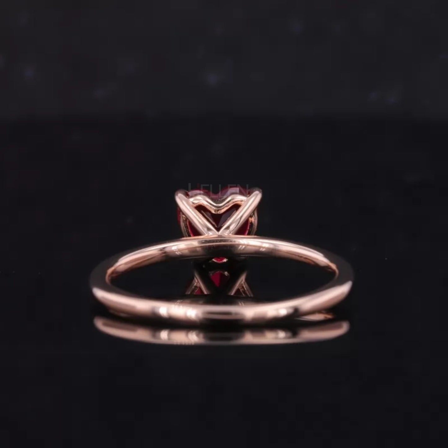 Red Heart Cut Garnet Solitaire Engagement Ring – Romantic Style