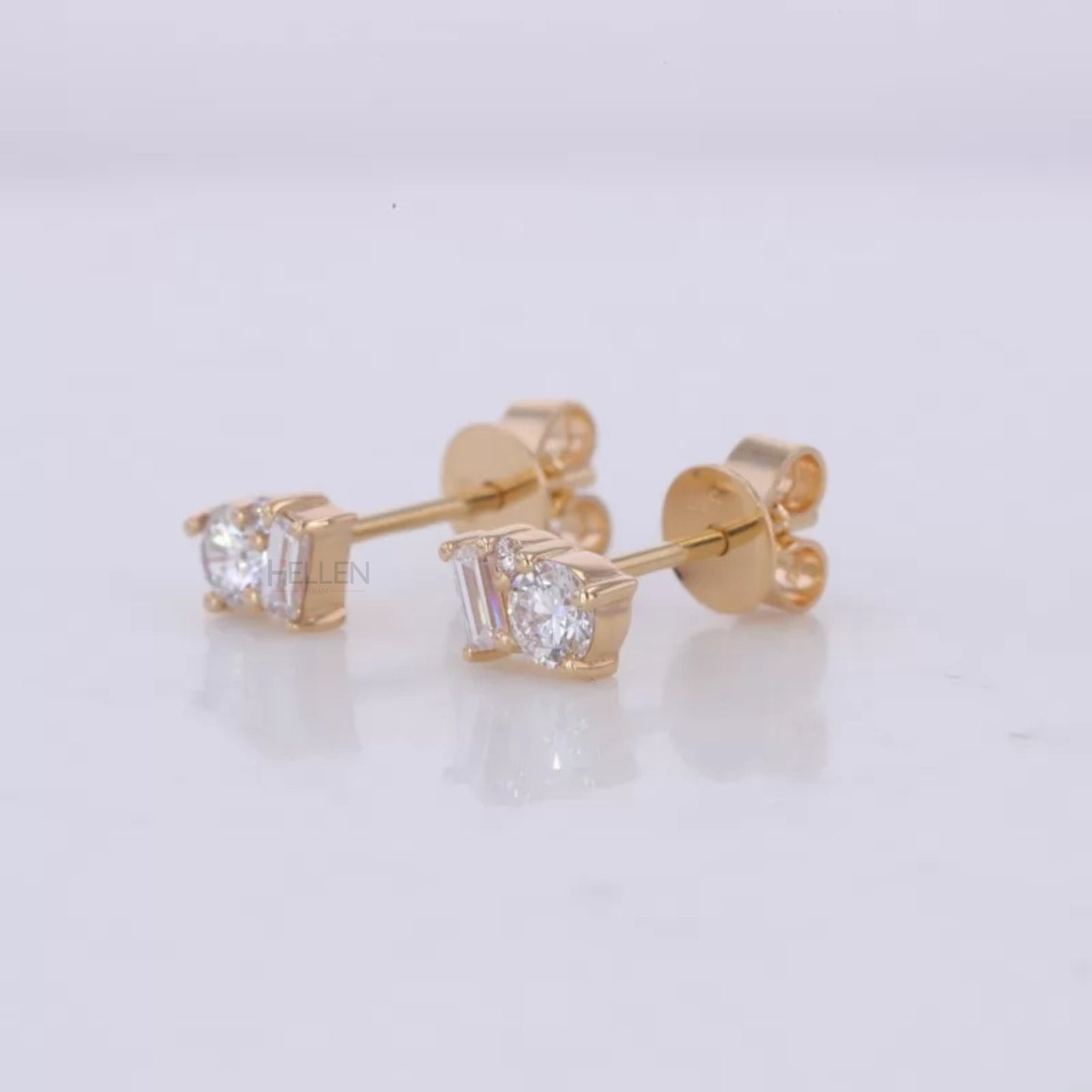 Toi Et Moi style Baguette and Round Studs