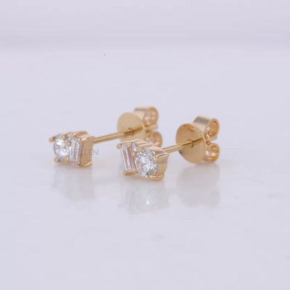 Toi Et Moi style Baguette and Round Studs