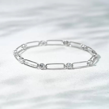 Dazzling Paper Clip Moissanite Linking Loose Bracelet