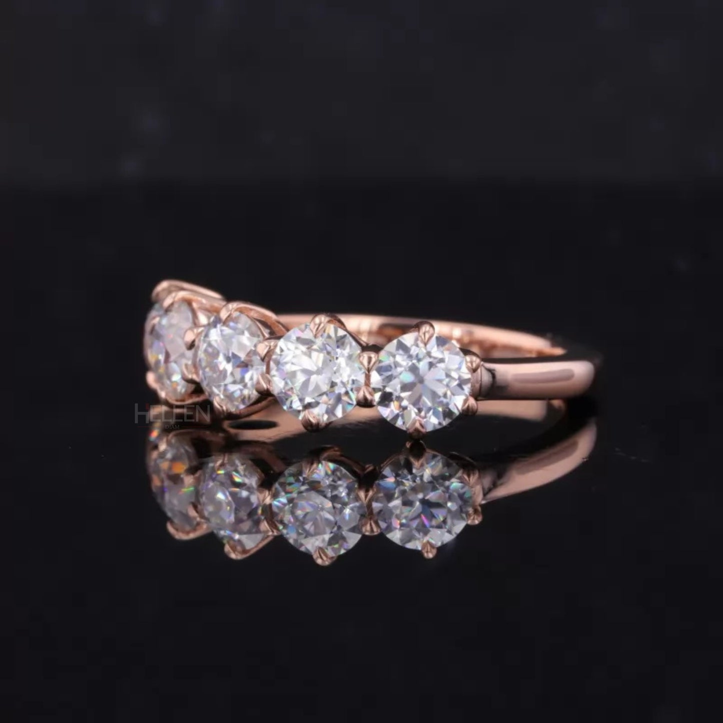 Five stone Round Cut Moissanite Wedding Band