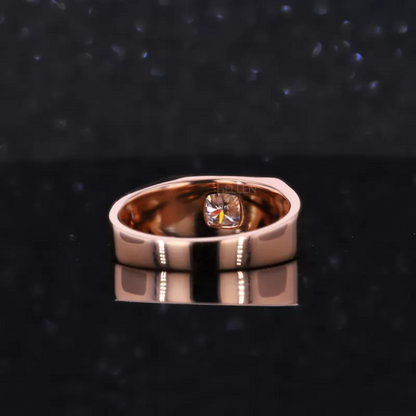 Cushion Cut Moissanite Men's Engagement Ring with Matt Finishing
