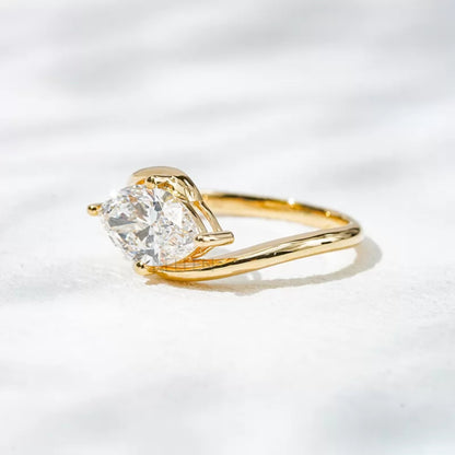 Vintage Marquise Cut Moissanite Solitaire Engagement Ring