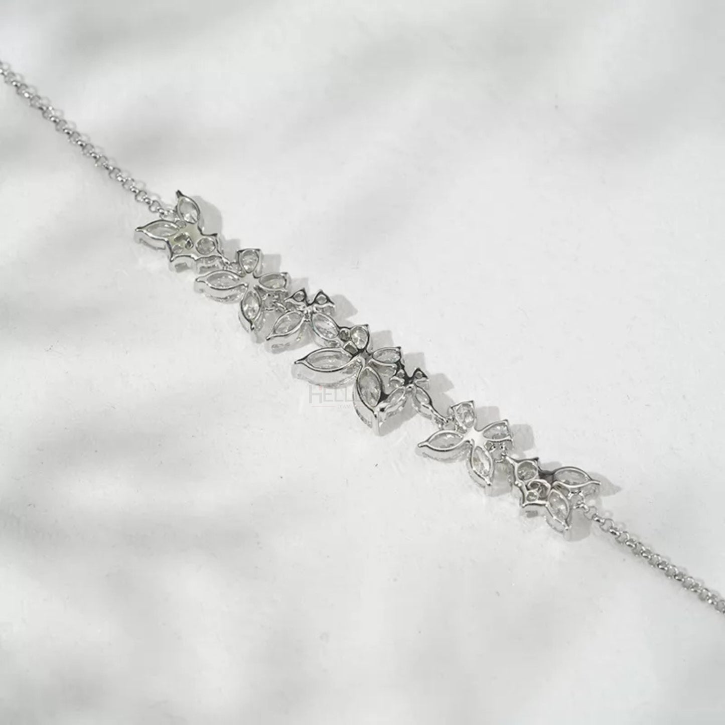 Pear And Marquis Cut Moissanite Butterfly Loose Chain Bracelet