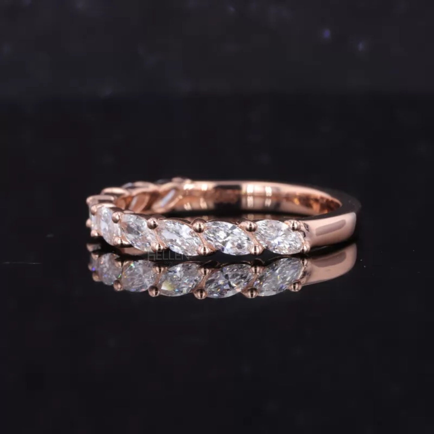 Half Eternity Band With Marquise Shape Moissanite