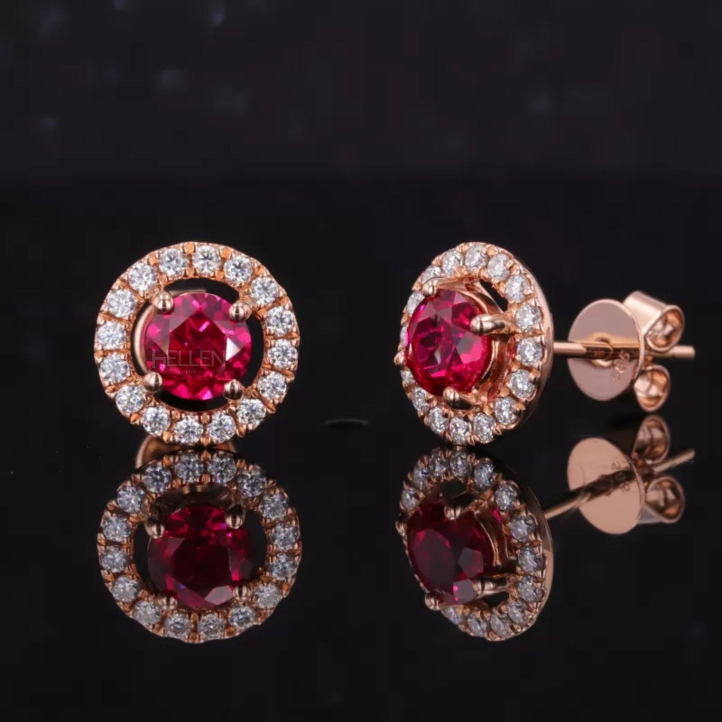 Halo Round solitaire Gemstone And Moissanite Studs
