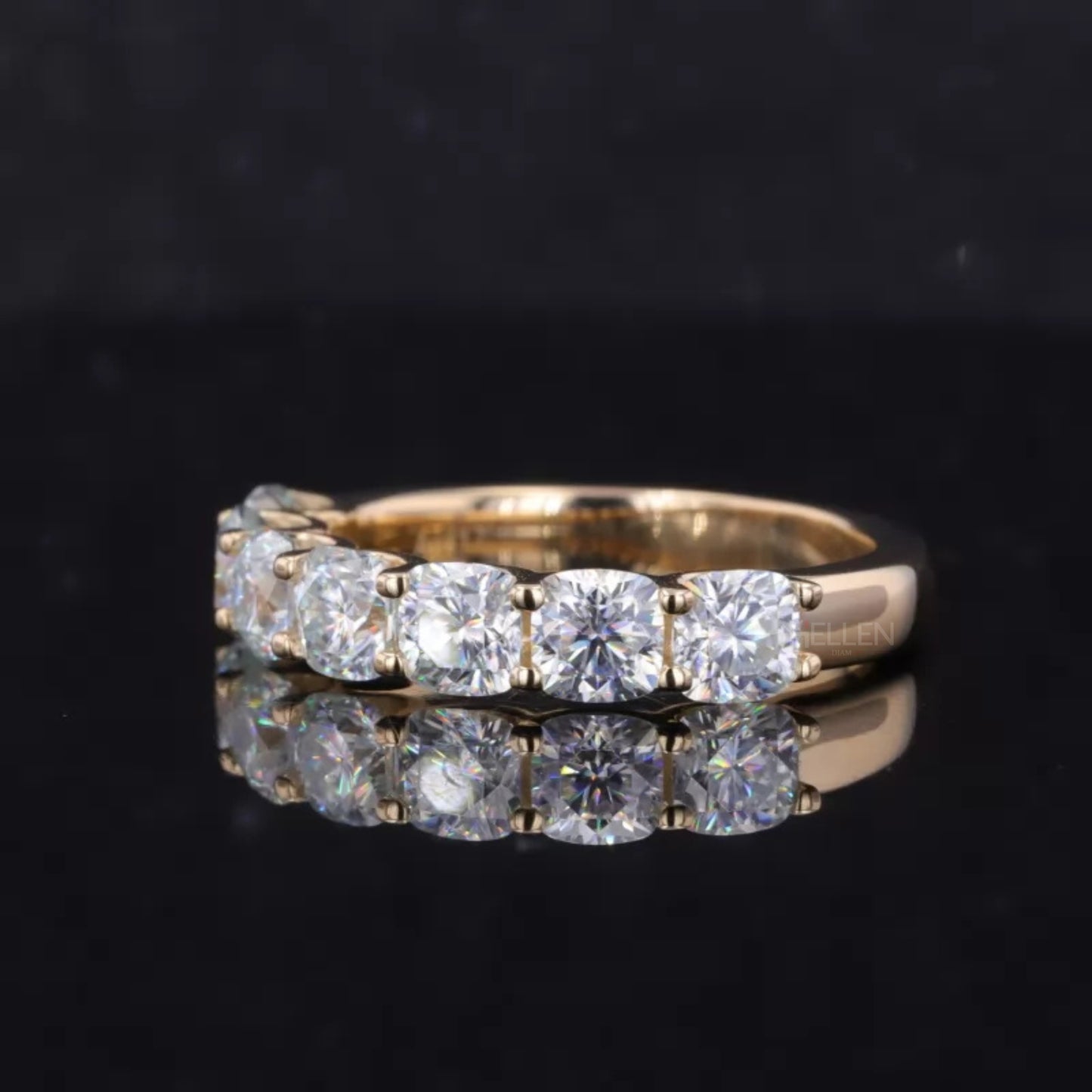 7 stone Anniversary Band with Round Moissanite