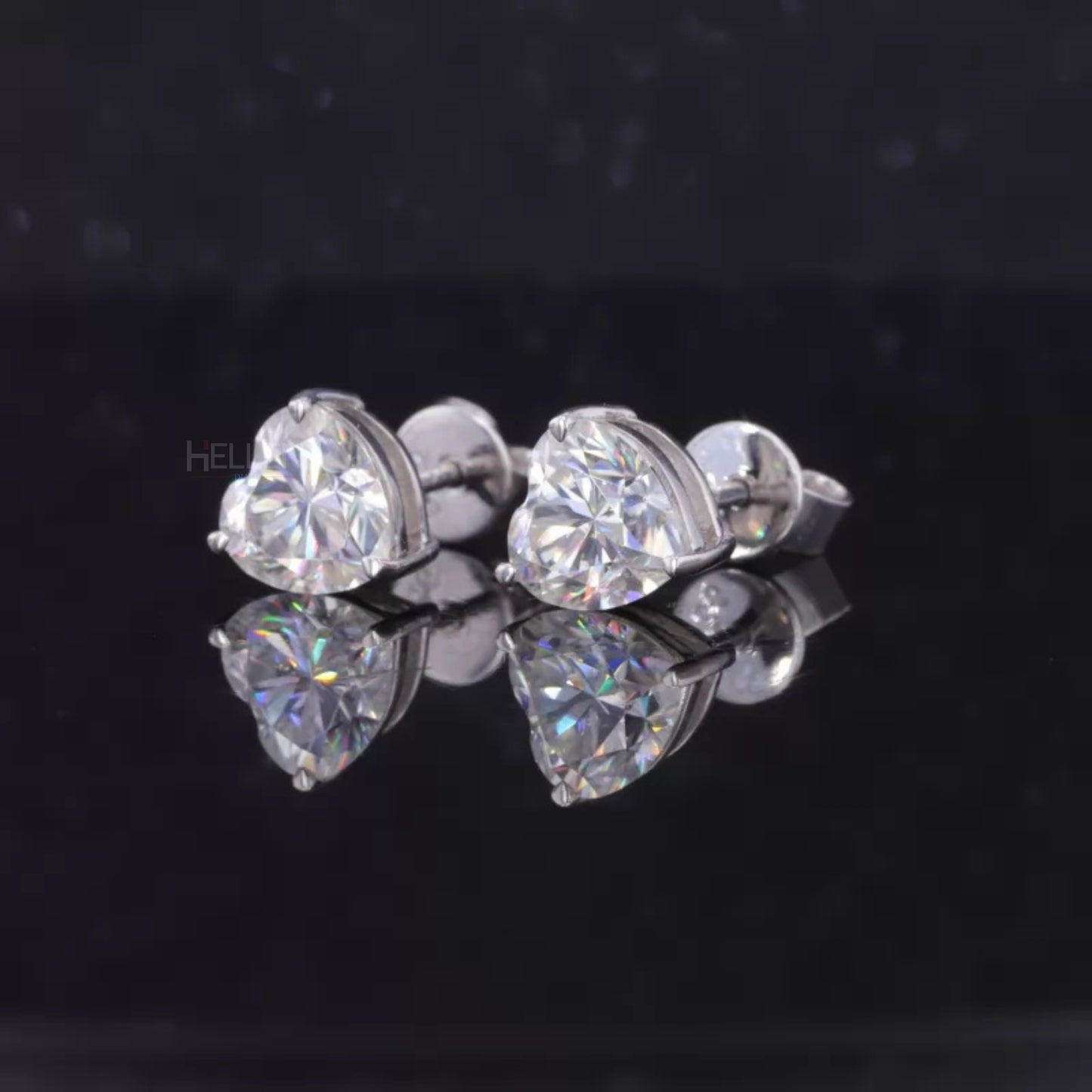Stunning Heart Cut VVS Moissanite Stud With 3 Prongs