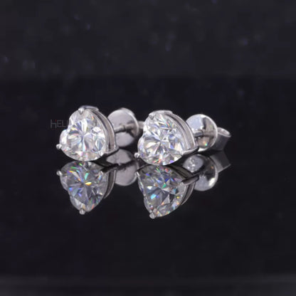 Stunning Heart Cut VVS Moissanite Stud With 3 Prongs