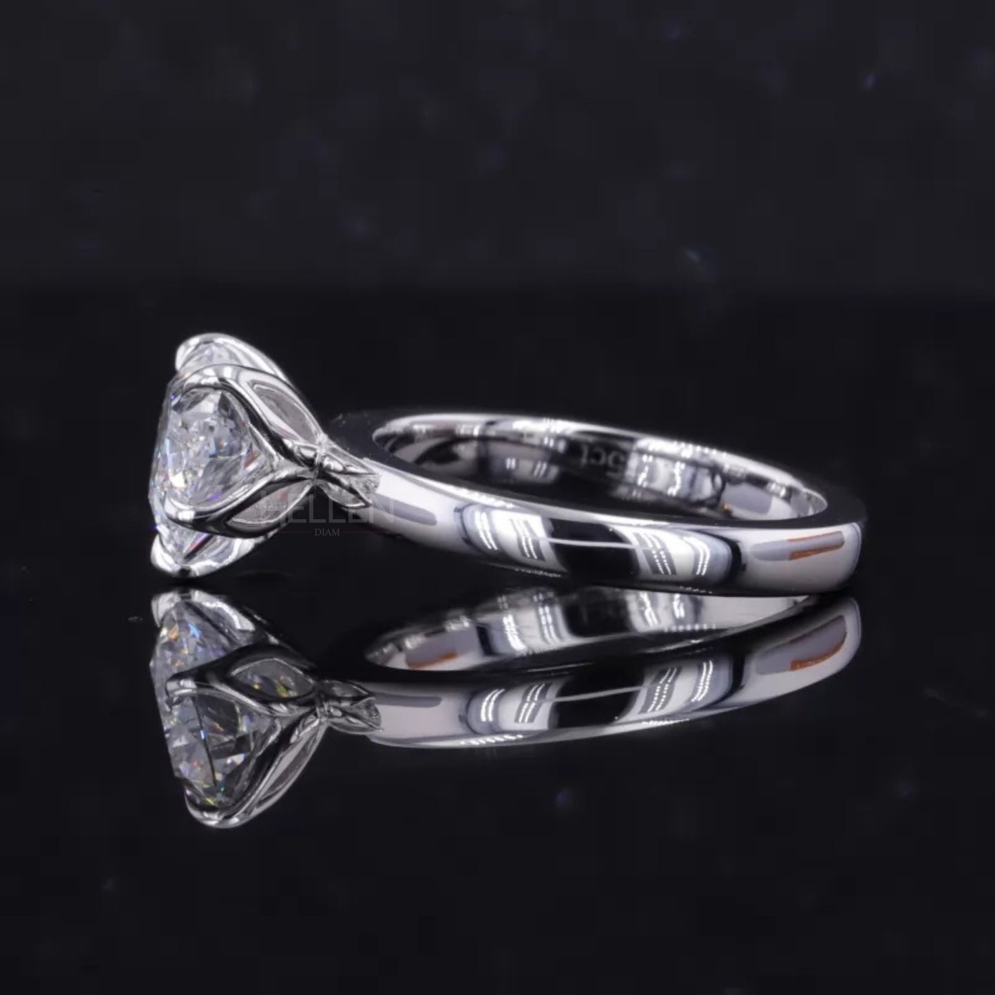 Heart Cut Solitaire Moissanite Engagement Ring in Sterling 925 Silver