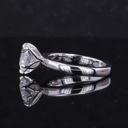 Heart Cut Solitaire Moissanite Engagement Ring in Sterling 925 Silver