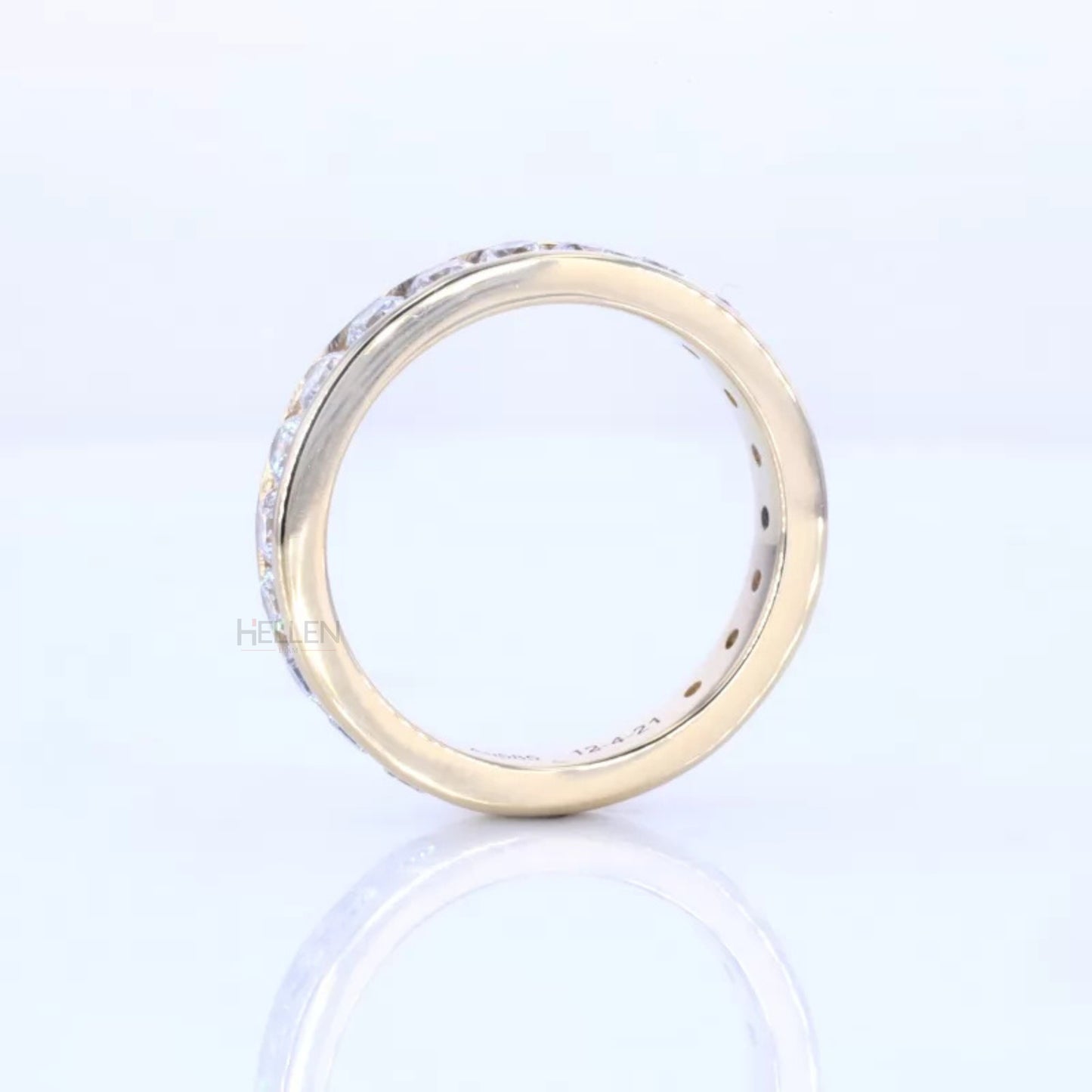 Round Cut Moissanite Channel Setting Full Eternity Wedding Band
