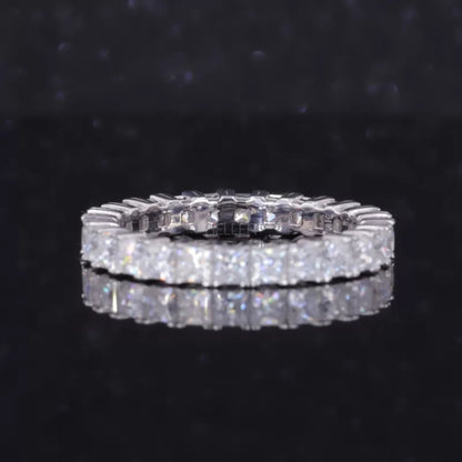 Princess Cut Full Eternity Wedding Band With strong Four Prongs