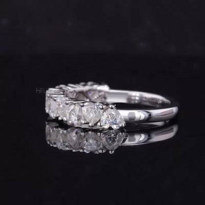 Heart Cut Moissanite Half Studded Anniversary Ring
