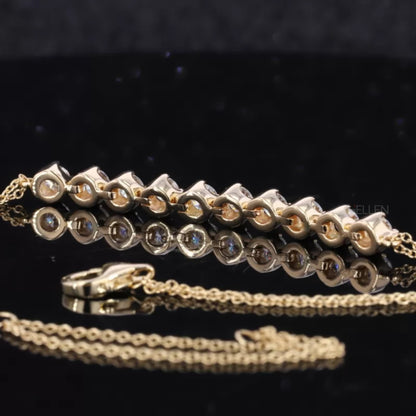 Round Cut Moissanite Chain Loose Bracelet