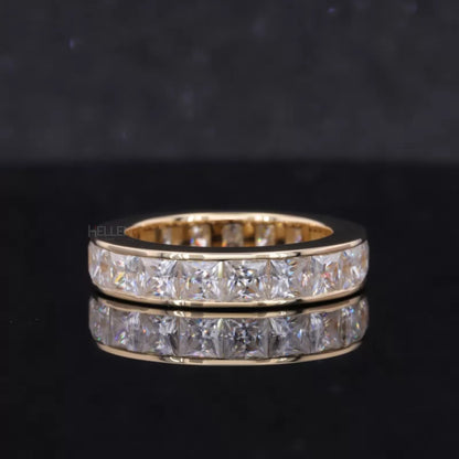 Princess Cut Moissanite Channel Setting Full Eternity Wedding Band