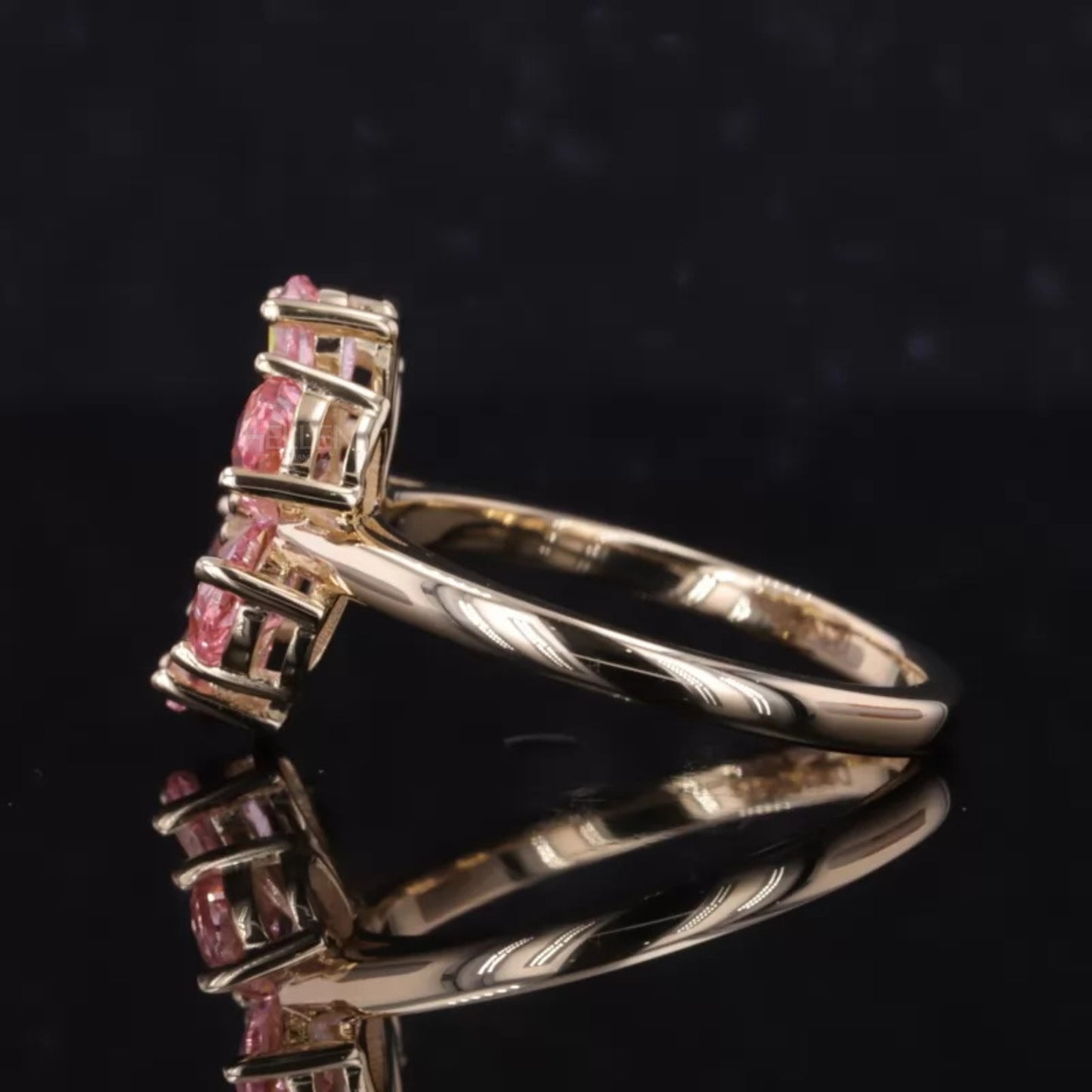 Pink Sapphire Pear cut Gemstone Blossom Fall Season Ring