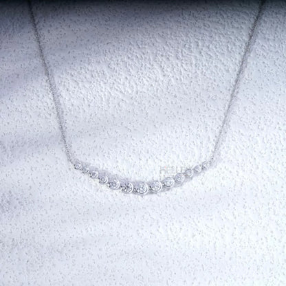 Round Cut Bezel Setting Smiley Necklace For Gifting