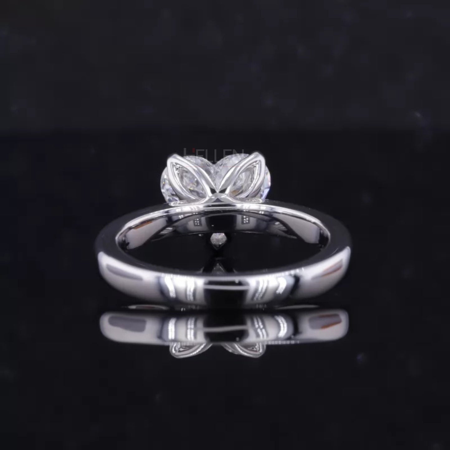 Heart Cut Solitaire Moissanite Engagement Ring in Sterling 925 Silver