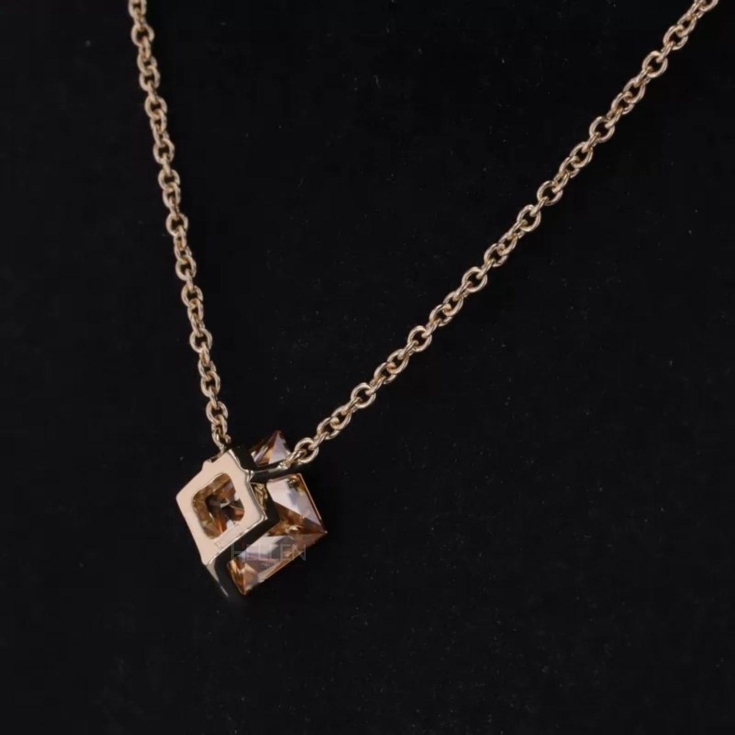 Princess Cut Champagne Moissanite Solitaire Necklace