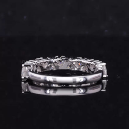 Heart Cut Moissanite Half Studded Anniversary Ring
