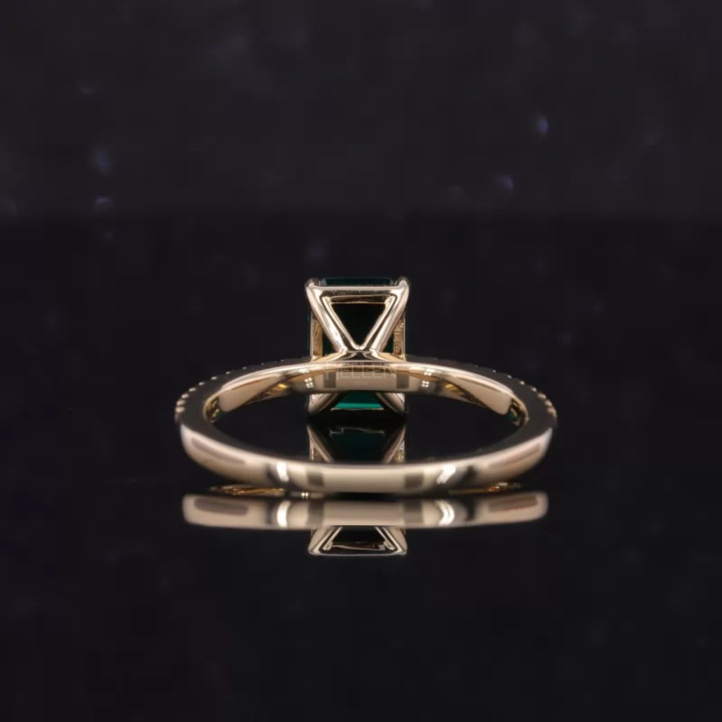 Solitaire Emerald Gemstone & Moissanite Engagement Ring