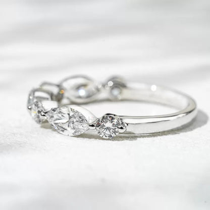 Marquise and Round Cut Moissanite Eternity Band