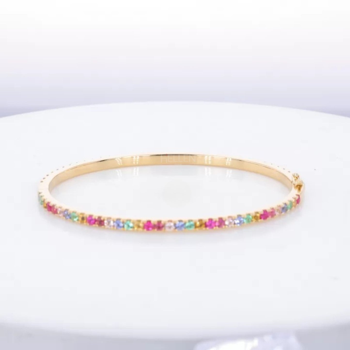 Rainbow Round Cut Gemstone Bracelet -925 Silver