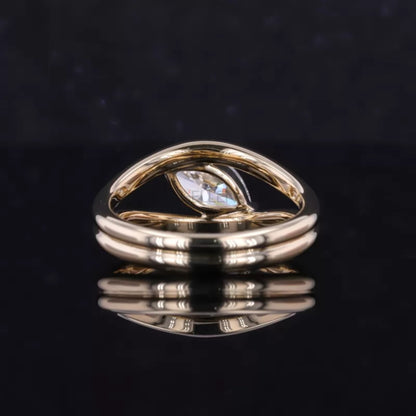 Split Shank Marquise Cut Moissanite Solitaire Engagement Ring